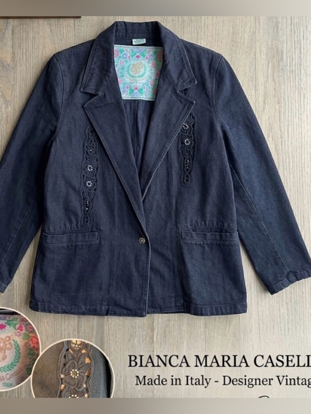 Bianca Maria Caselli Embroidered Denim Jacket - Made in Italy